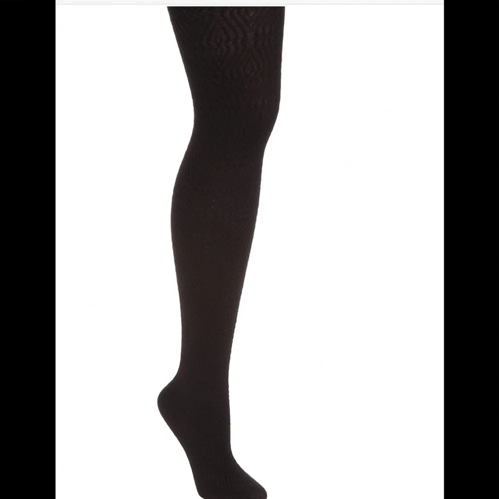 HUE Diamond Textured Tights with Control Top Black Size S | M